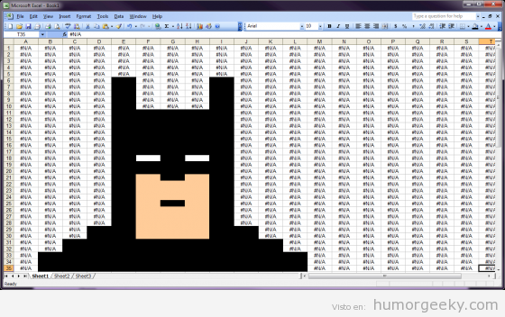 Batman dibujado en una hoja de Excel