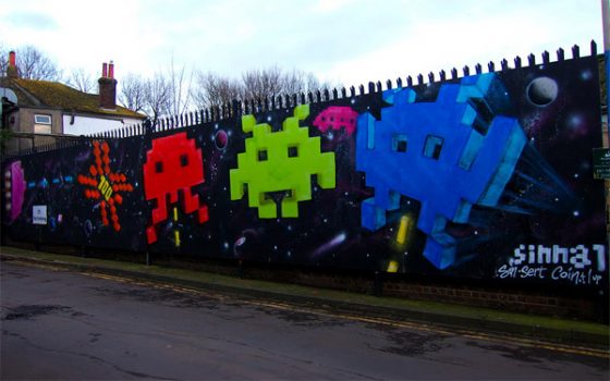 Increible Graffiti de Marcianitos Space Invaders
