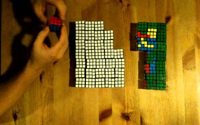 Super Mario hecho con cubos Rubik