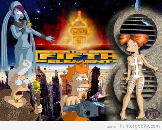 Cartel que mezcla Futurama y The fifth element