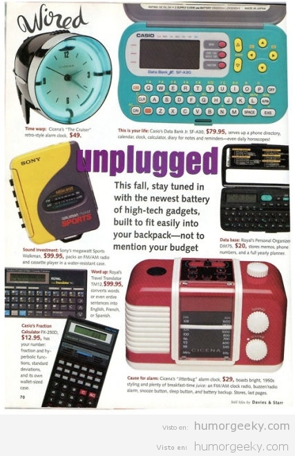 Gadgets que funcionan sin estar conectados años 90