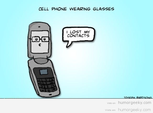 Un teléfono móvil que lleva gafas….