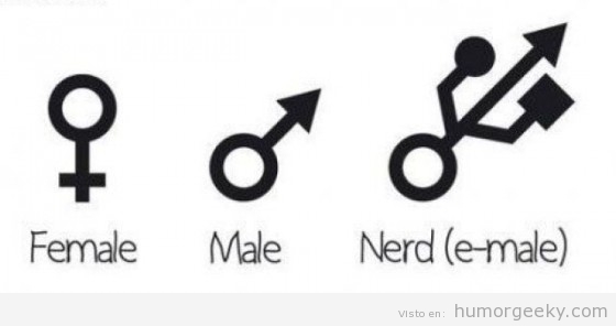 Signo del género sexual nerd como un USB