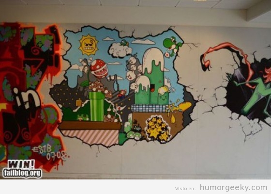 Graffiti en pared de Super Mario Bros