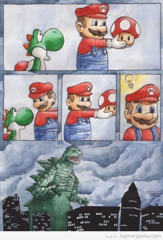Mario, Yoshi y las setas