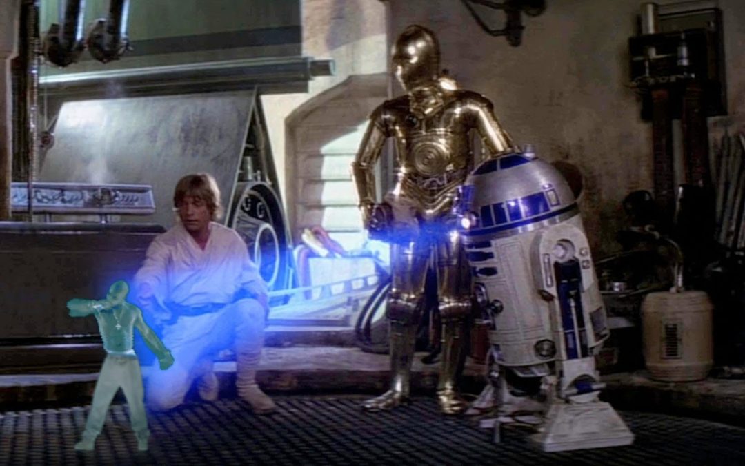 R2-D2 enseña el holograma de TUPAC