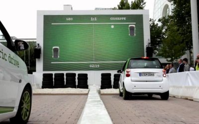 Pong jugado con coches eléctricos inteligentes