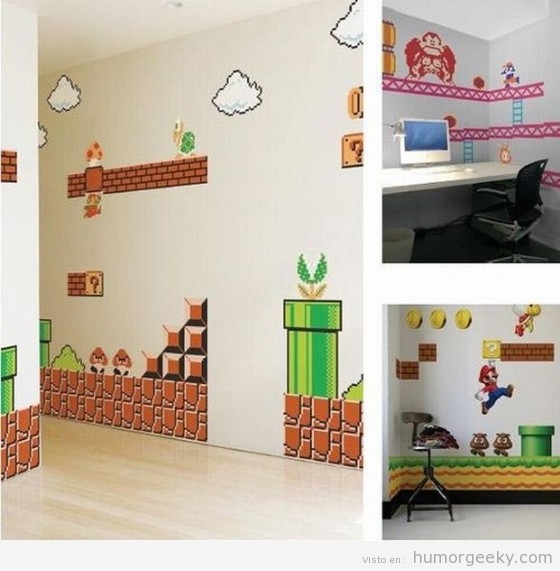 Casa decorada con motivos nintendo