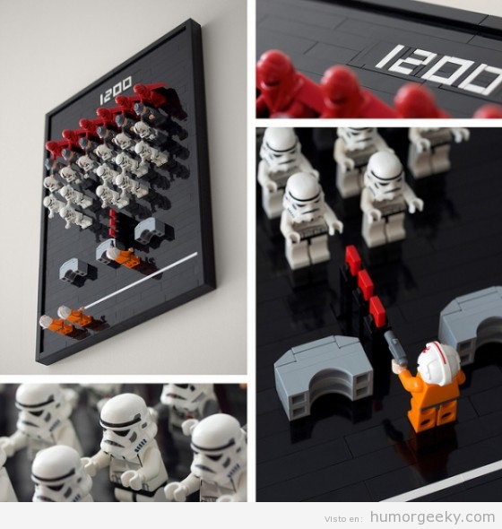 Space invaders usando muñecos Lego de Star Wars