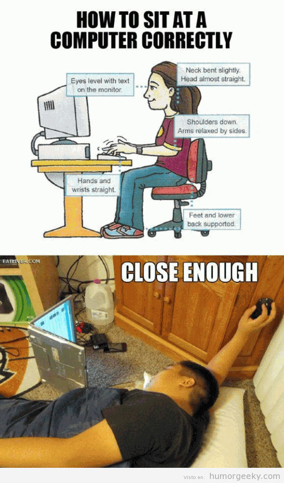 Cómo se sientan los geeks delante de un ordenador.