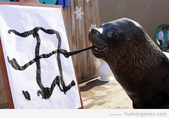 Foca pintando un logotipo de Windows