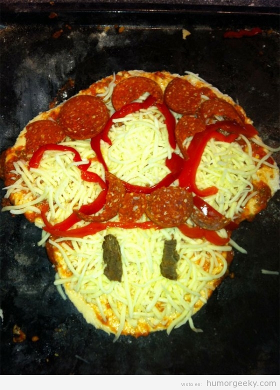 Pizza con forma de seta de Super Mario Bros