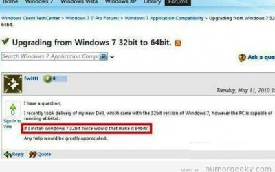 Si instalo Windows 7 de 32 bits dos veces, equivale a 64 bits?