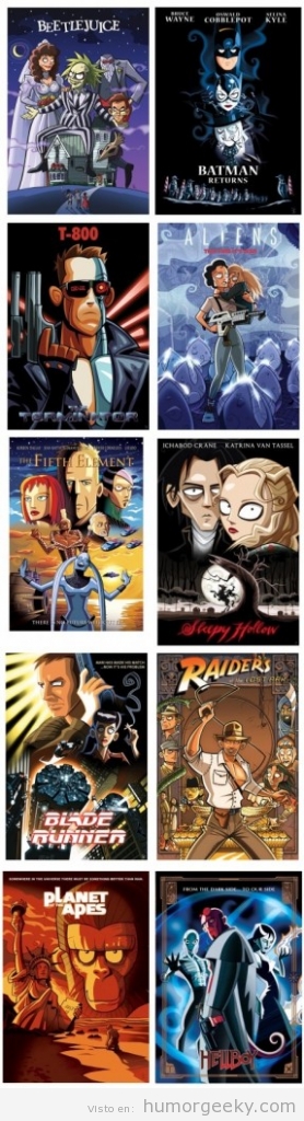 Carteles de películas al estilo dibujos animados