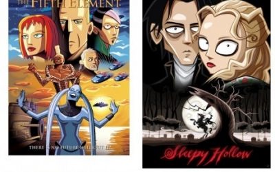 Carteles de películas al estilo de dibujos animados
