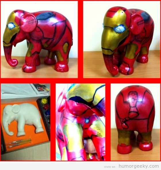 Elefante pintado a lo Ironman