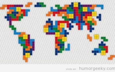 Mapa mundi con Tetris