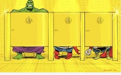 Los Vengadores en el baño
