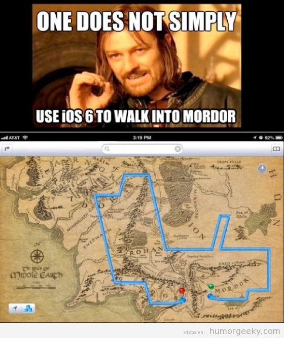 Viaje a Mordor guiado por Apple Maps
