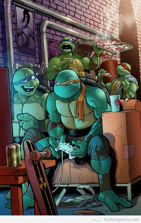 Las tortugas ninja divirtiendose