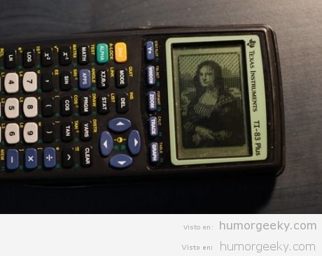 Gioconda dibujada en una calculadora científica
