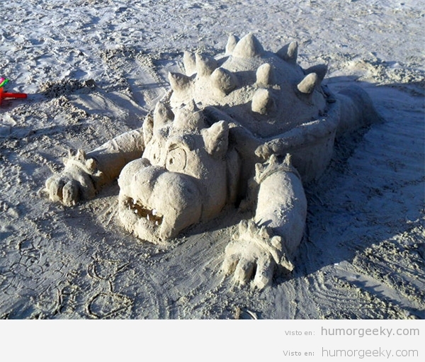 Escultura de arena de Bowser
