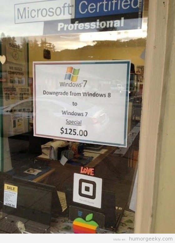 Tienda certificada de Microsoft hace downgrade a Windows 7