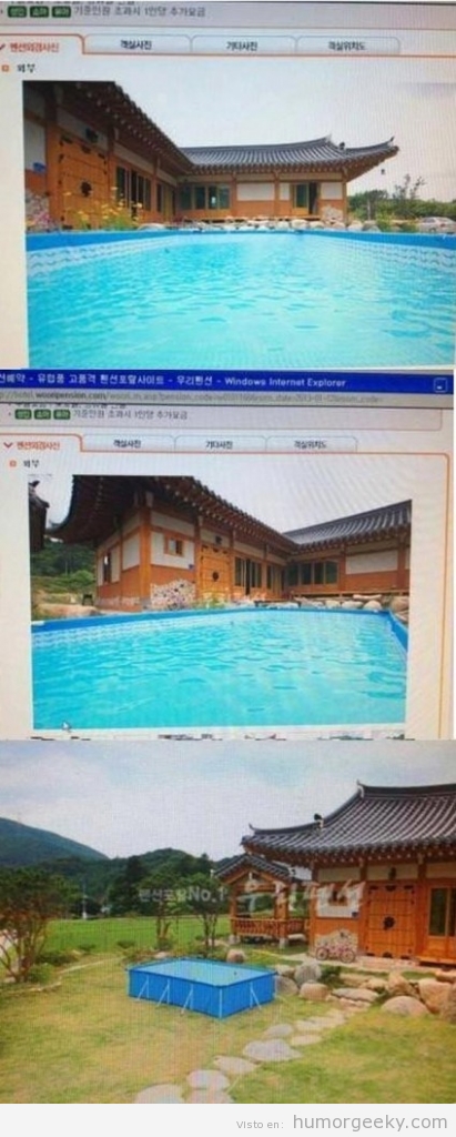 Foto de una casa con piscina usando la perspectiva correctamente
