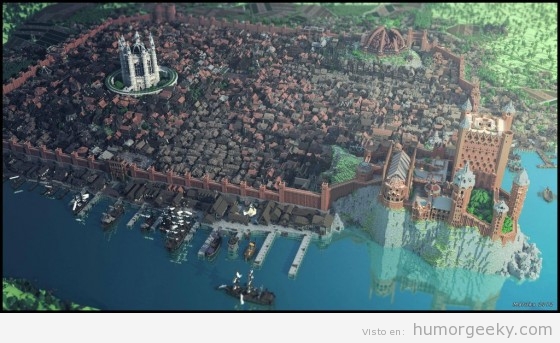 Desembarco del Rey de Game of Thrones construido con Minecraft