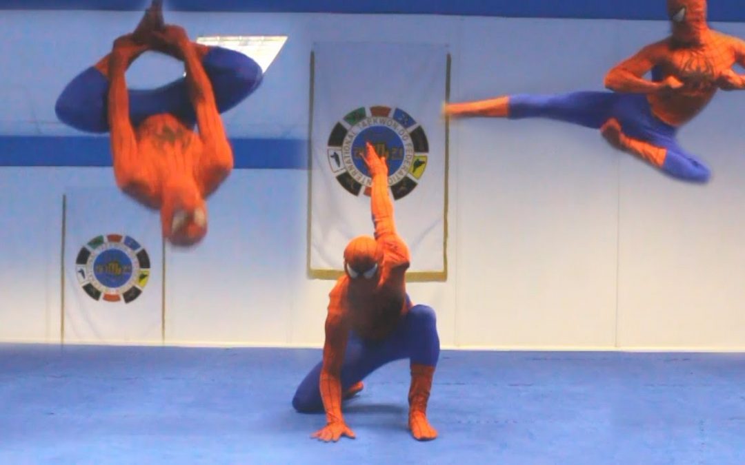 Spiderman haciendo Taekwondo