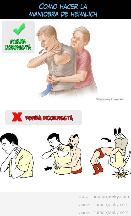 La Forma Correcta De Hacer La Maniobra Heimlich - Humor Geeky