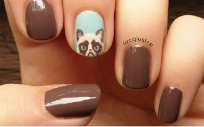 Uñas pintadas estilo Grumpy cat
