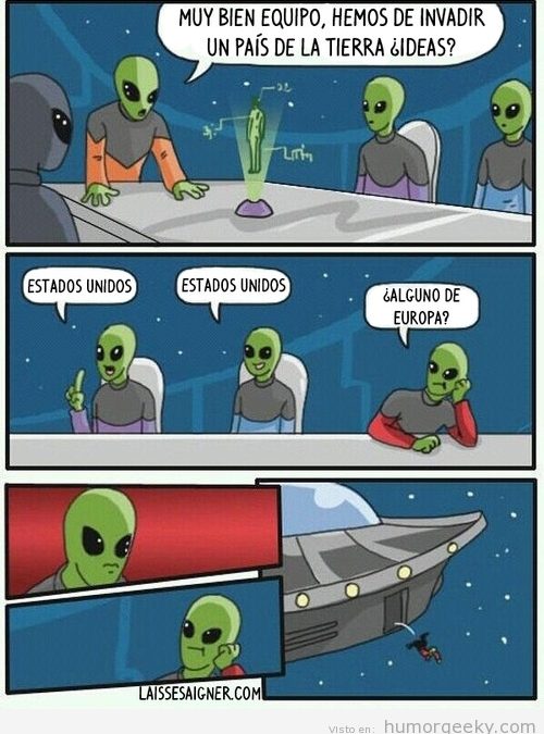 Reunión de aliens decidiendo qué país invadir