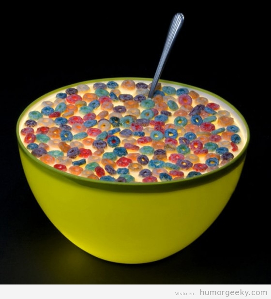Lámpara con forma de bol de cereales