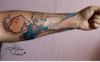 Tatuaje creativo de Popeye