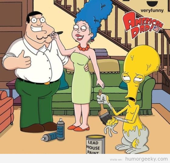 Dibujo gracioso, mezcla Family Guy, American Dad y The Simpson