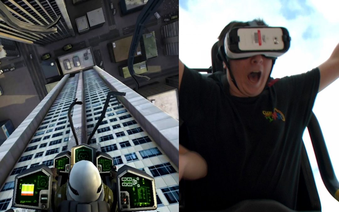 Montarse en una montaña rusa con unas gafas de realidad virtual que te meten en el Dare Devil… alucinante