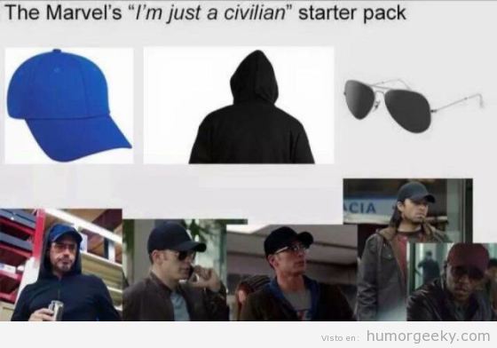 Meme gracioso, pack iniciación ciudadano normal según Marvel