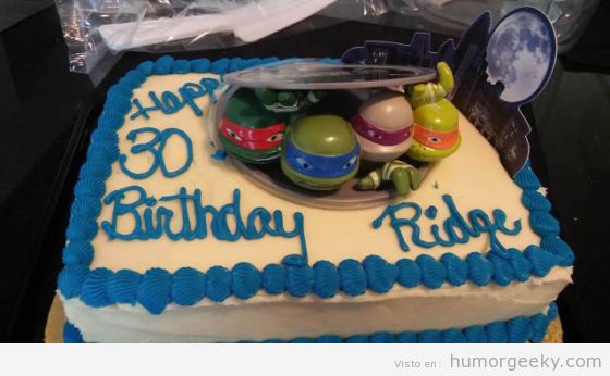 Pastel cumpleaños friki de las Tortugas Ninja