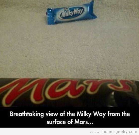 Foto graciosa, vista de la Vía láctea desde Marte