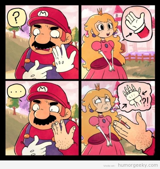 Viñeta graciosa forma mano de Mario Bros