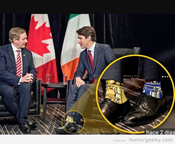 Justin Trudeau con calcetines de Star Wars