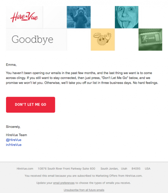 Hirevue email marketing baja suscripción
